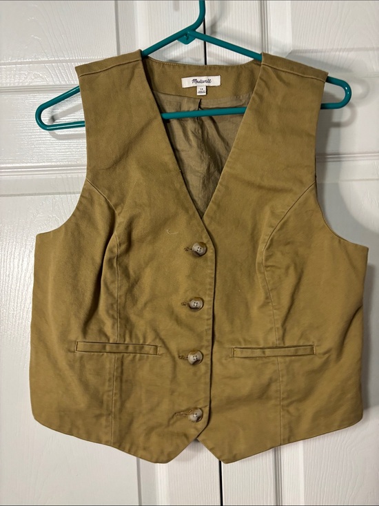 Madewell Jackets & Blazers - Madewell Kaki Toned Cotton Vest Sz 10 VGUC